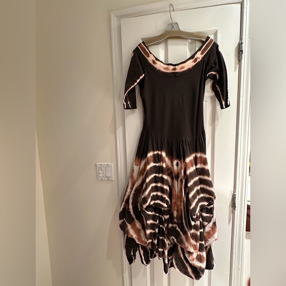 Black and Brown Casual Fit and Flare Dress